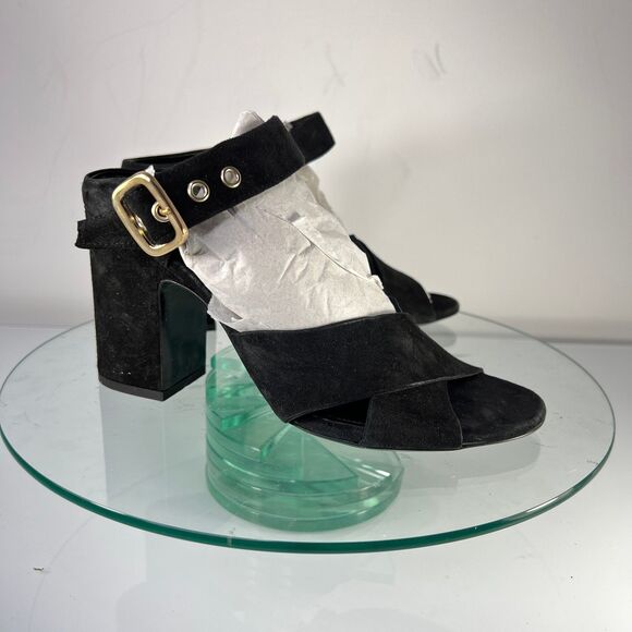 AGL Attilio Giusti Leombruni block heel size 39.5 US 9.5 Black suede leather - Picture 1 of 9